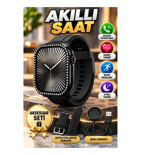 G9 Mini Plus Siyah Akıllı Saat Aksesuar Seti – Değiştirilebilir Kordon ve Şarj Aparatı