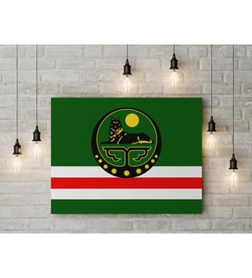 İçkerya Çeçen Cumhuriyeti Bayrağı Kanvas Tablo 40x55cm Çeçenistan Dekoratif Tablo