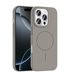 Apple iPhone 16 Pro için Magsafe ile uyumlu Kılıf Lansman Sert Silikon Ruby Kapa (Gri)