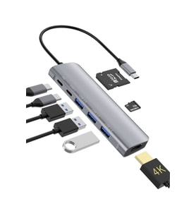 8 in1  Alüminyum Alaşımlı Fuchsia 4K PD Type C SD/TF Hub (Siyah)