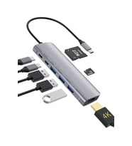 8 in1  Alüminyum Alaşımlı Fuchsia 4K PD Type C SD/TF Hub (Siyah)