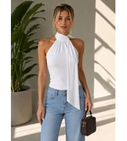 Kadın Fular Detay Slim Fit Modal Örme Bluz 26054