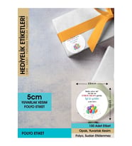 Balonlu Konsept, Hediyelik Etiket 5cm - 100 Adet Folyo Sticker