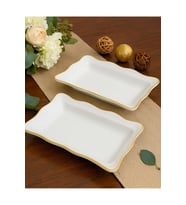 2 Adet Gold Beyaz Serenat Kayık Tabak 24x15x4cm