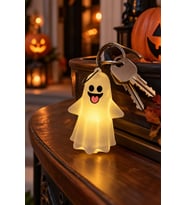 Halloween LED Işıklı Hayalet Anahtarlık Sarı 10 cm Cadılar Bayramı Dekoratif Çanta Anahtar Süsü