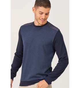 Dewberry Erkek Viskon Karışımlı Dio Rise Sweatshirt Lacivert V3401 Casual Stil, Jean Kombinleri, Şehir Stili