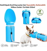 Kedi Köpek Evcil Hayvan İçin Taşınabilir Katlanabilir Silikon Su Kabı Su Şişesi Seyahat Suluk 550ml Sızdırmaz