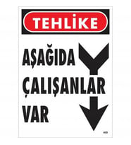 Tehlike Aşağıda Çalışanlar Var Uyarı Levhası 25X35 Kod:409