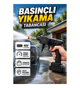 48V Şarjlı Basınçlı Yıkama Tabancası – 15000mAh Batarya, Köpük Haznesi ve 5 Metre Hortum