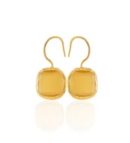 Kadir Jewellery 22 Ayar Altın Kaplama Kare Taşlı Küpe -El İşçiliği Ve Hipoalerjenik Küpe