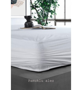 Pamuklu Fitted Full Kenar Su Sıvı Geçirmez Yatak Koruyucu Alez Çarşaf Beyaz 160x200