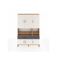 Arges Dolap 8 Raflı 2 Çekmeceli 6 Kapaklı 132x30x195 Çam-Aytaşı/Antrasit