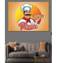 Aşçı Şapkalı Pizza Ustası Dekoratif Kanvas - Mdf Ahşap Tablo