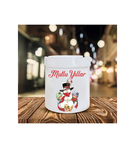 Yılbaşı Noel Temalı Baskılı Seramik Şık Küllük