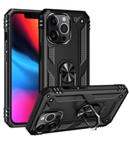iPhone 13 Pro Max Kılıf Zore Vega Yüzüklü Standlı Zırh Kılıf (Siyah)