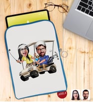 BK Gift Kişiye Özel Sevgililer Karikatürlü Taşınabilir Koruyucu Tablet Kılıfı & Organizer Çanta - Mavi-96