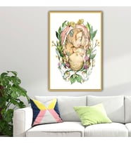 Metal Çerçeveli Cam Tüp Bebek Poliklinik Tablosu Çiçekli Bebek (Gold)