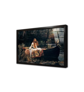 The Lady of Shalott JW Waterhouse Çerçeveli Cam Tablo