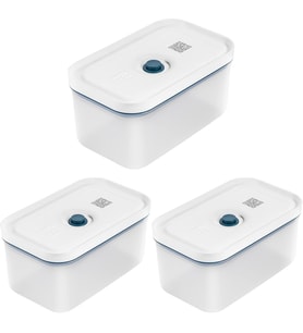 Zwilling Fresh & Save Vakumlu Saklama Kabı, M, Plastik, Yari Şeffaf-Akdeniz Mavisi 3Lü Paket (Çok Renkli)
