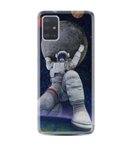 Samsung a71 A72 A73 A7 A9 2018 C7 C9 Kılıf Desenli Silikon Astronot ve Dünya 1759