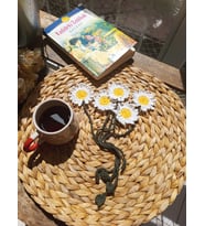 El Yapımı Örgü Sevgi Çiçekleri Kitap Ayracı (Papatya)