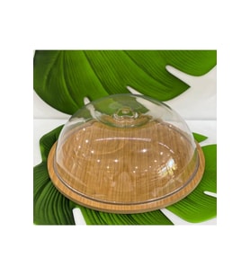Ahşap Stand Akrilik Kap Büyük Kek Fanus (stand 31.5/kap 30cm).Moe
