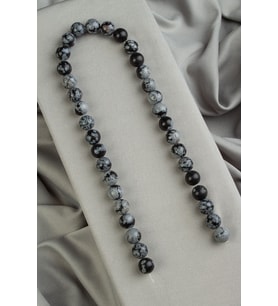Karlı Obsidyen Doğal Taş Parlak Küre Kesim 10mm Dizi [AA]