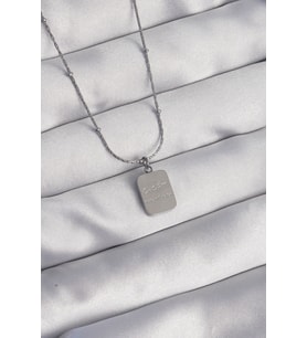 316L Çelik Gümüş Renk Kare Charm Model Kolye 5886 - SSSSSS3533-7810
