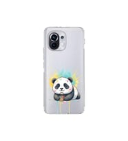 Xiaomi Mi 11 ile Uyumlu Splash Panda Tasarımlı Şeffaf Silikon Kılıf