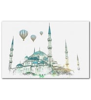 Cakatablo Sultanahmet Camii ve Sıcak Hava Balonları MDF Tablo