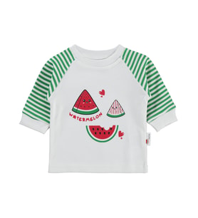 Nova Baby Karpuz Kokulu Renglan Kol 1-9 Ay Sweatshirt - Ekru