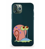 Apple iPhone 11 Pro Soft Premier Kapak Salyangoz Gary Tasarımlı Silikon Kılıf - Yeşil (Şeffaf)