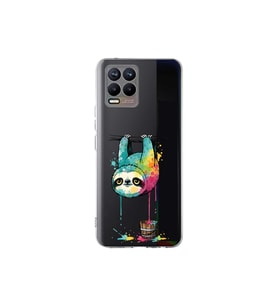 Realme 8 ile Uyumlu Splash Tembel Hayvan Tasarımlı Şeffaf Silikon Kılıf