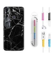 Tecno Spark 6 6 Go 8C 8 Pro 7 7 Pro Kılıf Kablo Koruma Spiral Silikon Fragile Black Mermer 1378