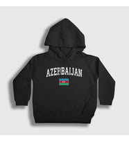 Presmono Unisex Çocuk Beyaz Bayrak Flag V2 Azerbaycan Azerbaijan Kapüşonlu Sweatshirt 536609tt (Siyah)
