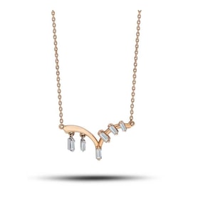 0.35 Karat Pırlanta Baget Trend Kolye