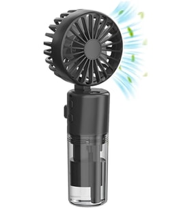 Mini Fan Şarjlı El Fanı Siyah Boyuna Asmalı USB Type-C Şarjlı 4 Kademeli Taşınabilir Vantilatör Serinletici Fan