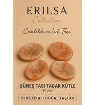 Sertifikalı Güneş Taşı Kase Kütle 35 mm - Doğal Canlılık ve Işık Taşı (Çok Renkli)