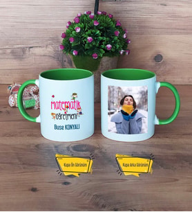 Matematik Öğretmeni Kupa Bardak Yeşil Fotoğraflı Öğretmenler Günü Hediyesi