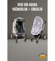 Tois Baby 2 si bir arada Lüx Fermuarlı Bebek Arabası Yağmurluğu + Puset Sinekliği (Beyaz)
