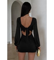 Black Muse Bağlamalı Siyah Mini Elbise