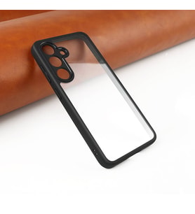 Galaxy S24 Kılıf Kamera Korumalı Şeffaf Arka Yüzey New Roll Kapak (Siyah)