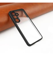Galaxy S24 Kılıf Kamera Korumalı Şeffaf Arka Yüzey New Roll Kapak (Siyah)