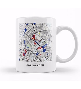 Copenhagen Denmark Map X Piet Mondrian Kupa Bardak Porselen