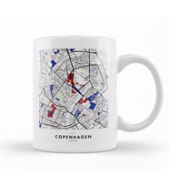 Copenhagen Denmark Map X Piet Mondrian Kupa Bardak Porselen