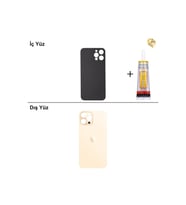 iPhone 12 PRO MAX Altın Arka Kapak Arka Cam Batarya Kapağı Lazer Kesim Kapak Pil Kapağı + B-7000 Yapıştırıcı