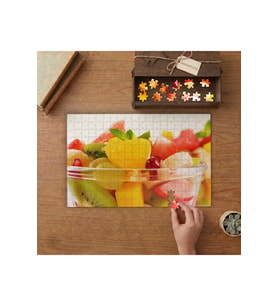 Meyve Salatası Tasarımı 240 parça Ahşap Puzzle Ahşap Kutuda MP09078