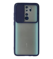 Durukar® Redmi Note 8 Pro Kılıf Palm Buzlu Kamera Sürgülü Silikon - Lacivert