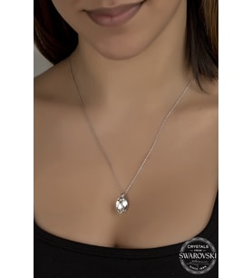 Union Swarovski Crystal Kadın Oval Gümüş Kolye