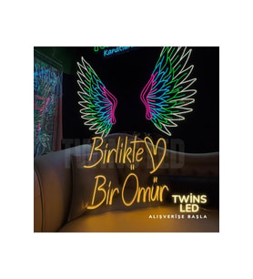 Birlikte Bir Ömür Yazılı ve Şekilli Neon Tabela